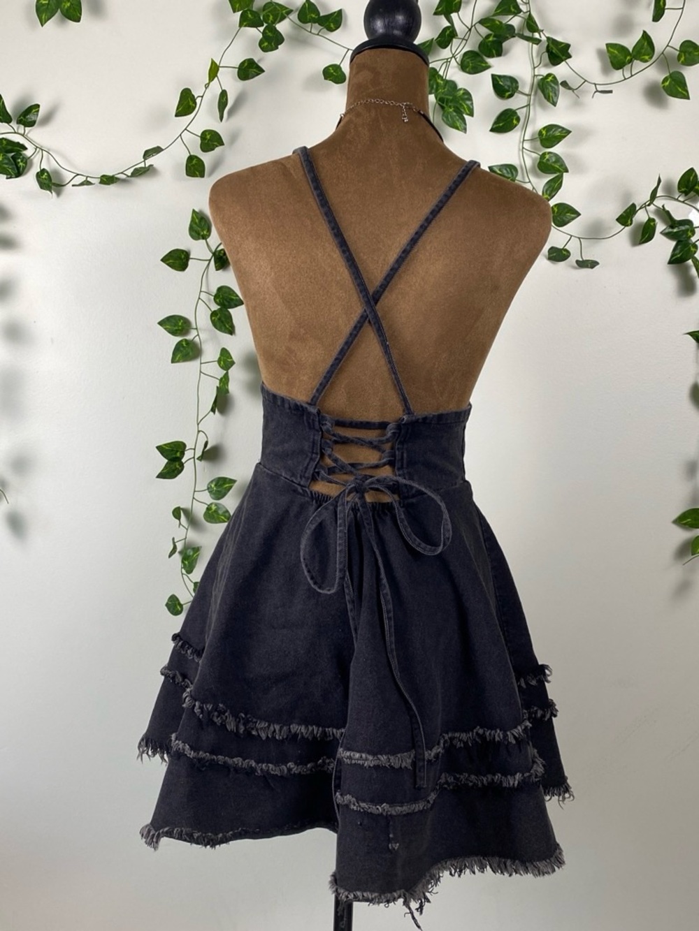 Stonewashed alt black festival mini dress - Picture 2 of 5